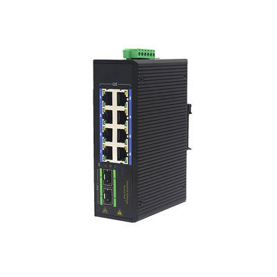 8 portów RJ45 Niezarządzany przemysłowy przełącznik Full Gigabit Ethernet 2 porty SFP